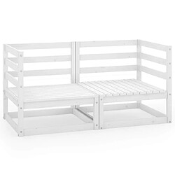 Maison Chic Canapé à 2 places de jardin | Canapé d'extérieur | Fauteuil,Banquette Jardin Blanc Bois de pin solide -MN90517