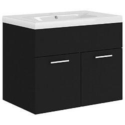 vidaXL Armoire d'évier avec lavabo intégré Noir Aggloméré