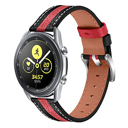 Bracelet en cuir véritable 20mm, réglable, noir/rouge pour votre Samsung Galaxy Watch3 41mm/Watch 42mm