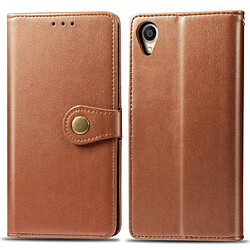 Wewoo Housse Coque Etui en cuir de couleur unie pour téléphone mobile avec boucle de protection et cadre photo et fente carteporte-monnaie et support OPPO Reno 10X zoom Marron