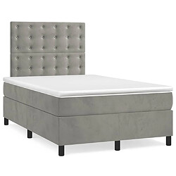 vidaXL Sommier à lattes de lit et matelas Gris clair 120x200cm Velours