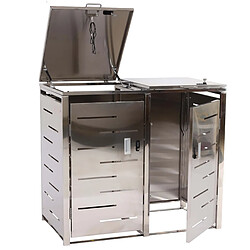 Decoshop26 Abris poubelles 2 compartiments conteneur capacité de 80 à 120 litres 103x115x63 cm acier inoxydable 04_0008225