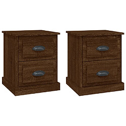 vidaXL Tables de chevet 2pcs chêne marron 39x39x47,5cm bois ingénierie