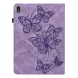 Etui en PU motif papillon avec support et porte-cartes violet pour votre Lenovo Tab P11 (2020) 11 pouces TB-J606F/J606X