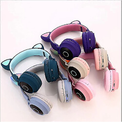 Universal Casque sans fil oreille chat casque bluetooth enfant adulte bleu gris