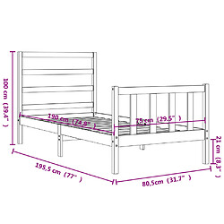 vidaXL Cadre de lit sans matelas noir bois de pin massif pas cher