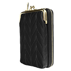 Avizar Pochette Bandoulière Smartphone Simili cuir surpiqué Multi-compartiments noir