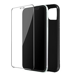 Avizar Coque iPhone 11 Silicone Gel Souple Noir et Verre Trempé 9H Transparent