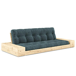 Inside 75 Canapé lit futon BASE bleu pâle couchage 130cm dossiers et accoudoirs coffres