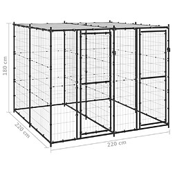 Helloshop26 Chenil extérieur cage enclos parc animaux chien extérieur acier avec toit 4,84 m² 02_0000401