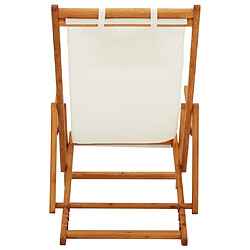 Maison Chic Chaise pliable de plage pour relaxBois d'eucalyptus solide et tissu Crème -GKD51973 pas cher