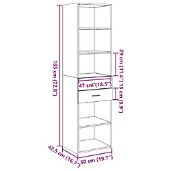 vidaXL Buffet haut chêne fumé 50x42,5x185 cm bois d'ingénierie pas cher