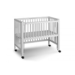 TISSI Lit bébé à barreaux cododo Maxi Boxspring en hêtre massif blanc 50x90 cm