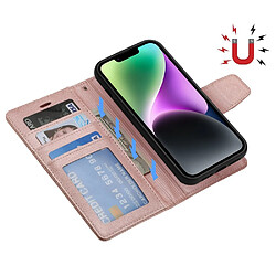 Etui en PU texture litchi, magnétique avec support pour votre iPhone 14 - or rose