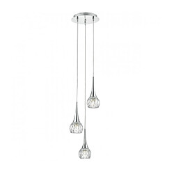 Luminaire Center Suspension Lyall chrome poli et verre moulé 3 ampoules