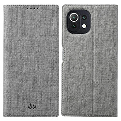 Vili Etui en PU avec support et porte-cartes gris pour votre Xiaomi Mi 11 Lite 4G/5G