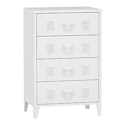 Helloshop26 Commode stylée meuble de rangement pratique métallique hämeenlinna avec 4 tiroirs acier 92 x 80 x 40 cm blanc 03_0006838