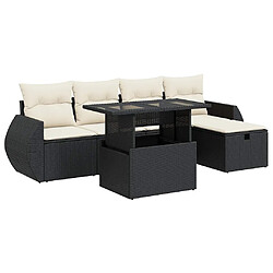 vidaXL Salon de jardin 6 pcs avec coussins noir résine tressée