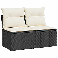 vidaXL Salon de jardin avec coussins 2 pcs noir résine tressée acacia