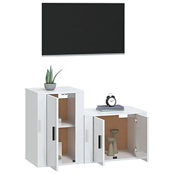 Avis Maison Chic Ensemble de meubles TV 2 pcs pour salon - blanc brillant bois d'ingénierie -MN70585