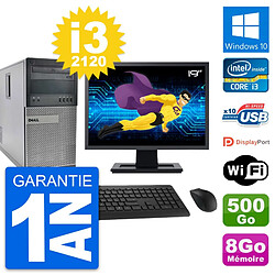 PC Tour Dell 990 Ecran 19" Intel i3-2120 RAM 8Go Disque 500Go Windows 10 Wifi - Occasion