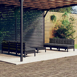 vidaXL Salon de jardin 7 pcs avec coussins anthracite bois de pin