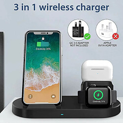 Avis Chrono Chargeur sans fil, support de chargeur rapide 15 W certifié Qi 3 en 1 pour AirPods, station de charge sans fil Apple iWatch Series 5/4/3/2/1 pour iPhone 12/11/11pro/X/XS/XR/Xs Max/8/ 8 Plus/Samsung,(noir)