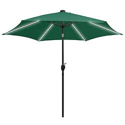 vidaXL Parasol de jardin avec lumières LED et mât en aluminium vert