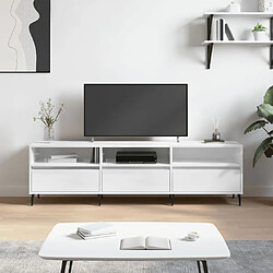 Maison Chic Meuble TV scandinave - Banc TV pour salon blanc brillant 150x30x44,5 cm bois d'ingénierie -MN39357