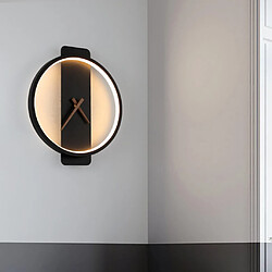 Horloge Murale Moderne De Lampe à LED Mécanisme De Quartz Silencieux Minimaliste, Décor à La Maison Rond Noir pas cher