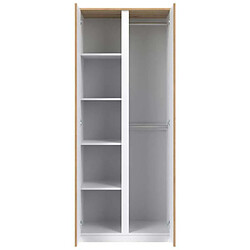 Avis Dansmamaison Armoire 2 portes battantes Blanc/Bois - QIZ