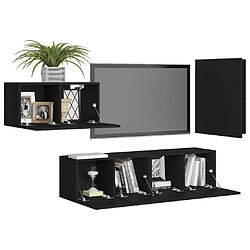 Avis Maison Chic Ensemble de meubles TV 4 pcs | Banc TV Moderne pour salon | Meuble de Rangement - Noir Aggloméré -MN39102