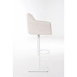 Avis Decoshop26 Tabouret de bar chaise haute de comptoir couture carrées assise en tissu crème cadre en métal blanc 10_0004753