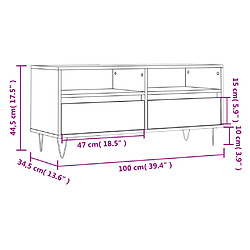 vidaXL Meuble TV gris béton 100x34,5x44,5 cm bois d'ingénierie pas cher