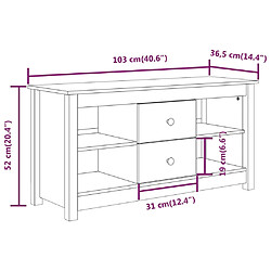 vidaXL Meuble TV Gris 103x36,5x52 cm Bois de pin massif pas cher