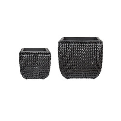 Beliani Lot de 2 pots de fleurs BERBERIS Polyrotin Noir