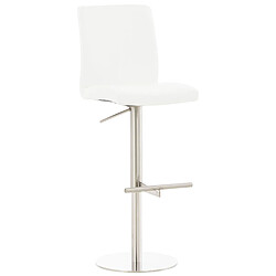 Decoshop26 Tabouret de bar x1 réglable en hauteur et pivotant à 360° plateforme ronde en métal assise en PVC blanc 10_0004563