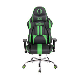 Decoshop26 Fauteuil de bureau gamer design sportif fonction de massage chauffant avec coussins en PVC noir / vert 10_0002532