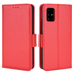 Etui en PU texture litchi, antichoc avec support rouge pour votre Samsung Galaxy A51 5G SM-A516