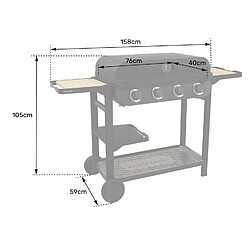 Acheter Barbecue à gaz sur pieds 4 feux 10kw - AM084T - COOK'IN GARDEN