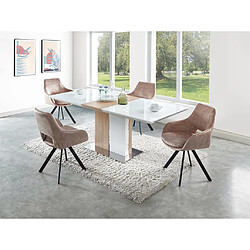 Vente-Unique Lot de 2 chaises avec accoudoirs - Velours et métal noir - Beige - KELINE de Maison Céphy