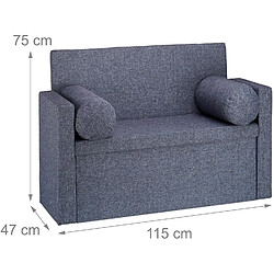 Helloshop26 Banc dossier 2 places banquette coffre de rangement pliable assise pratique pliant 115 cm gris 13_0000374