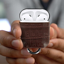 Acheter Coque AirPods Aspect Cuir Croco Mousqueton Magnétique Devia Lux Series Marron