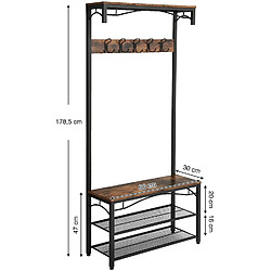 Helloshop26 Portemanteau meuble d’entrée avec étagère à chaussures banc et crochets industriel 12_0000892