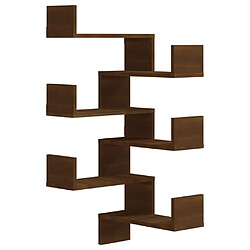 Maison Chic Lot de 2 Étagères d'angle murales flottantes,Etagère de rangement Chêne marron 40x40x50 cm Bois -MN53496