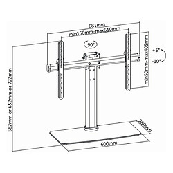 NEDIS Support mural TVSM2330BK - pied central pivotant pas cher