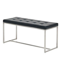 Decoshop26 Banc tabouret assise capitonné en synthétique noir cadre en acier inoxydable 100x40 cm 10_0000802