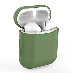 Coque en silicone avec chargement sans fil vert foncé pour votre Apple AirPods (2019)/(2016)