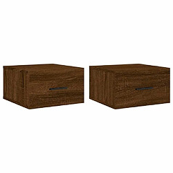 Maison Chic Lot de 2 Tables de Chevet murales - Tables de Nuit chêne marron 35x35x20 cm