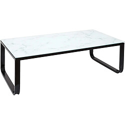 The Home Deco Factory Table basse en verre et métal Marble Marbre blanc.